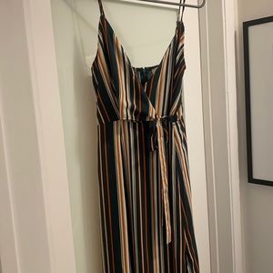 Never Worn - Green/Orange/White Striped Wrap Maxi Dress! Size Small